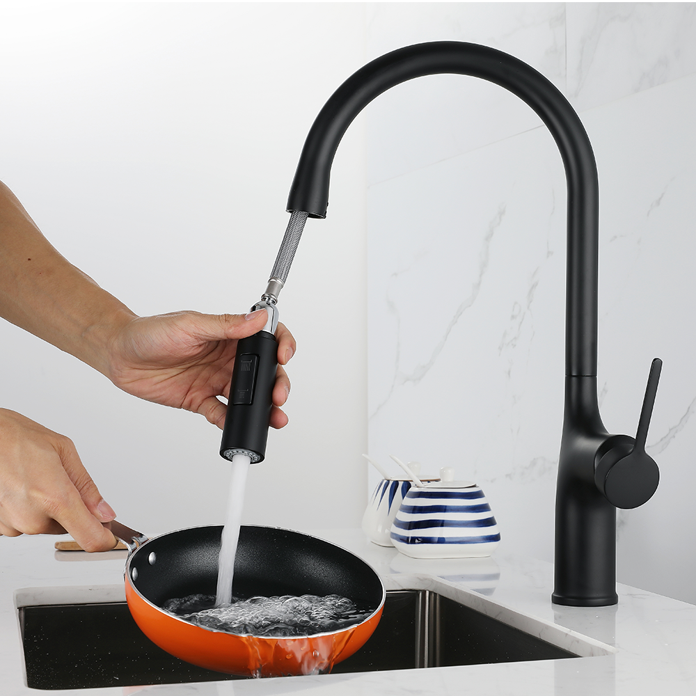 Grifo mezclador de fregadero de cocina de plata de manguera flexible moderna
